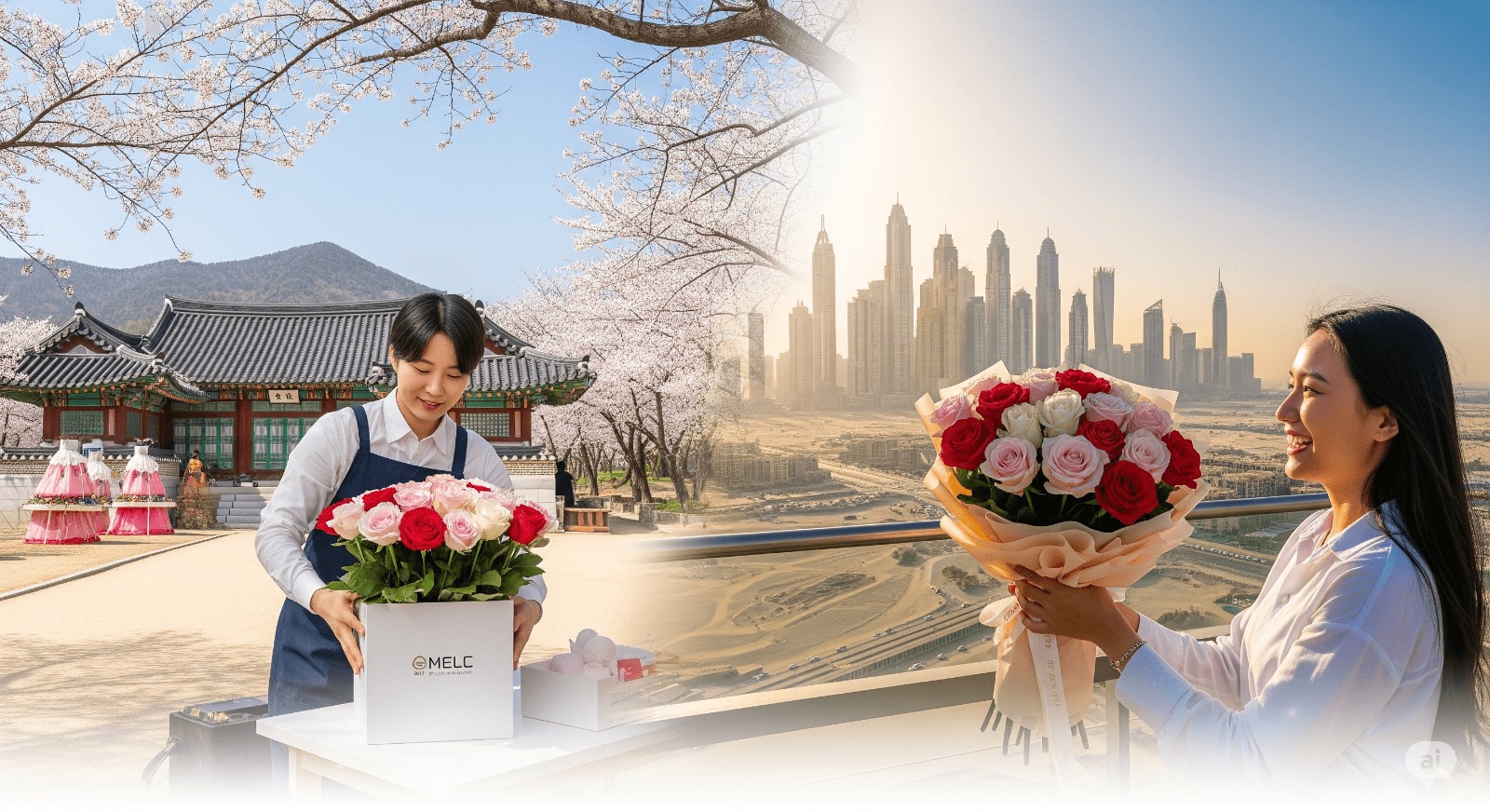 send flowers from Korea to Dubai