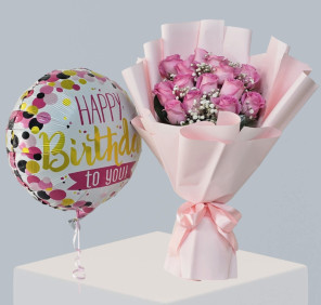 birthday pink roses bouquet