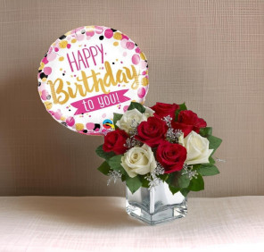 birthday roses and balloon