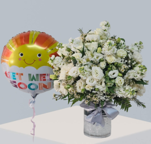 white flowers vase