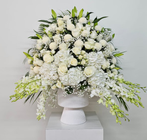White sympathy flowers