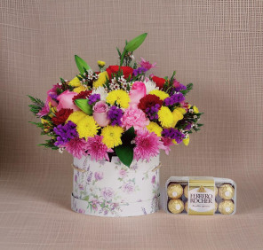 surprise gift flowers chocolates