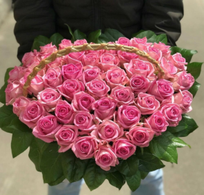 Send 51 Pink Roses Basket