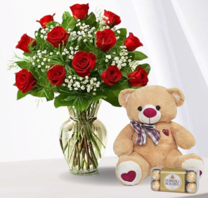 roses teddy chocolate