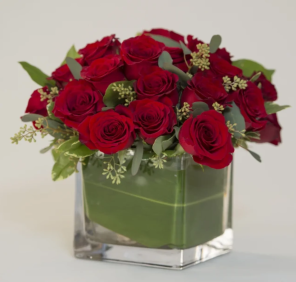 20 RED ROSES SHORT GLASSVASE