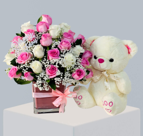 25 Roses Vase Arrangement