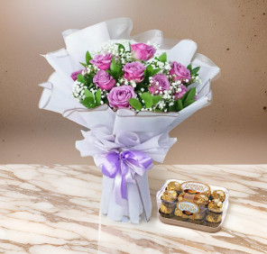 Purple Bouquet and Chocolates