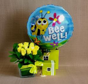 10 yellow roses vase combo