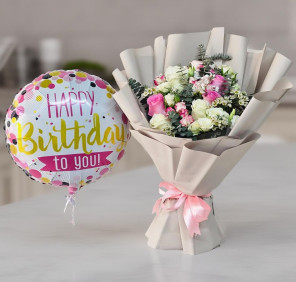 birthday bouquet & balloon
