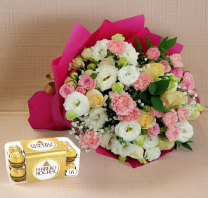 mix flowers and chocolates