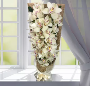 white cymbidium bouquet