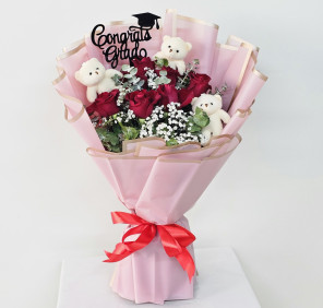 Graduation bouquet with teddy