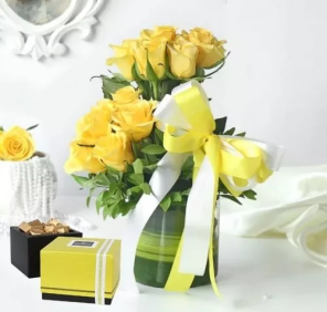 yellow roses and chocolates