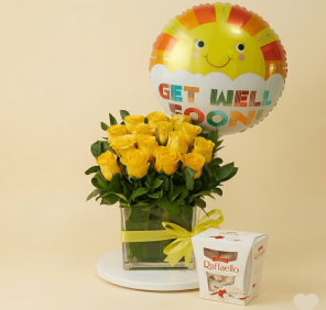 10 yellow roses vase combo
