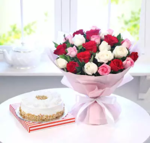 roses and cake