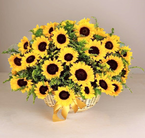 30 sunflowers basket