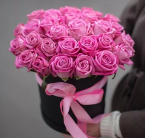 pink roses in box