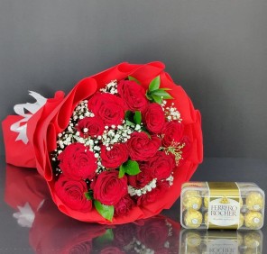 15 ROSES BOUQUET & FERRERO