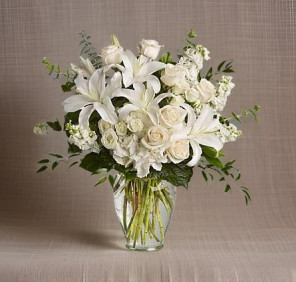 white lilies roses