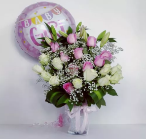 Baby Girl Flowers Balloon Free Delivery-Pretty Princes